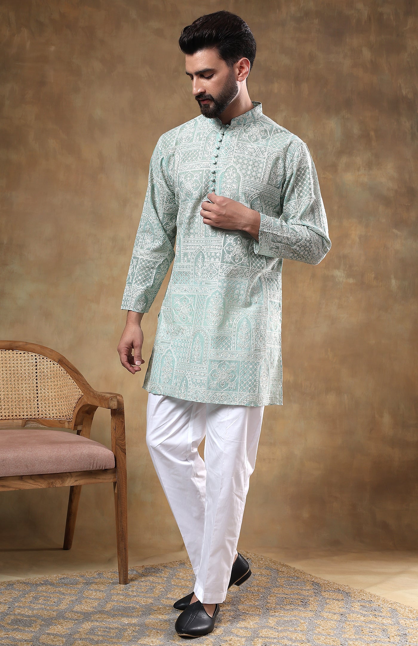 Pista Mehfil | Raw Chanderi Silk Kurta