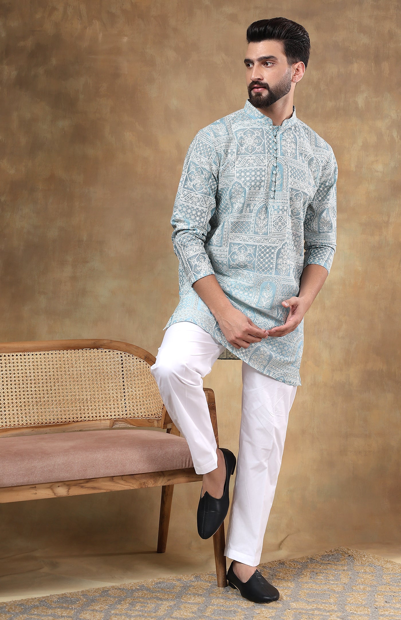 Rangrez Blue | Chanderi Cotton Kurta