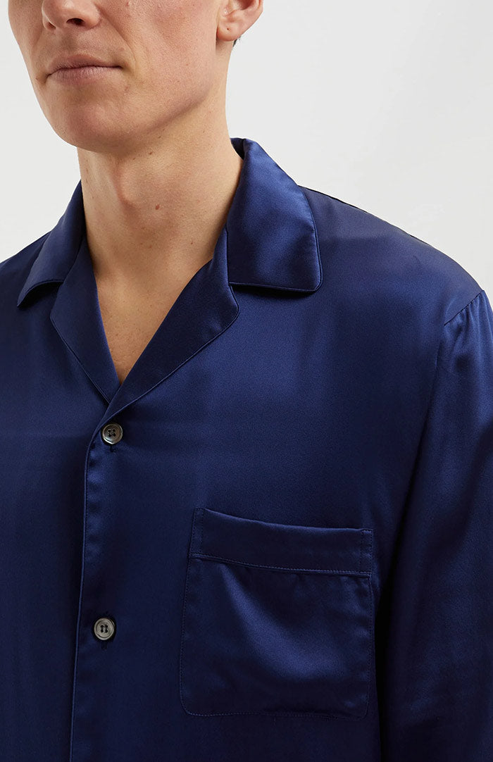 Sapphire Dream | Dark Blue Satin Loungewear Set