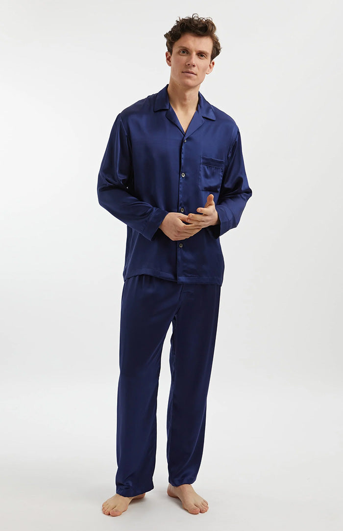 Sapphire Dream Dark Blue Satin Loungewear Set S Japanese Satin- 60 GSM