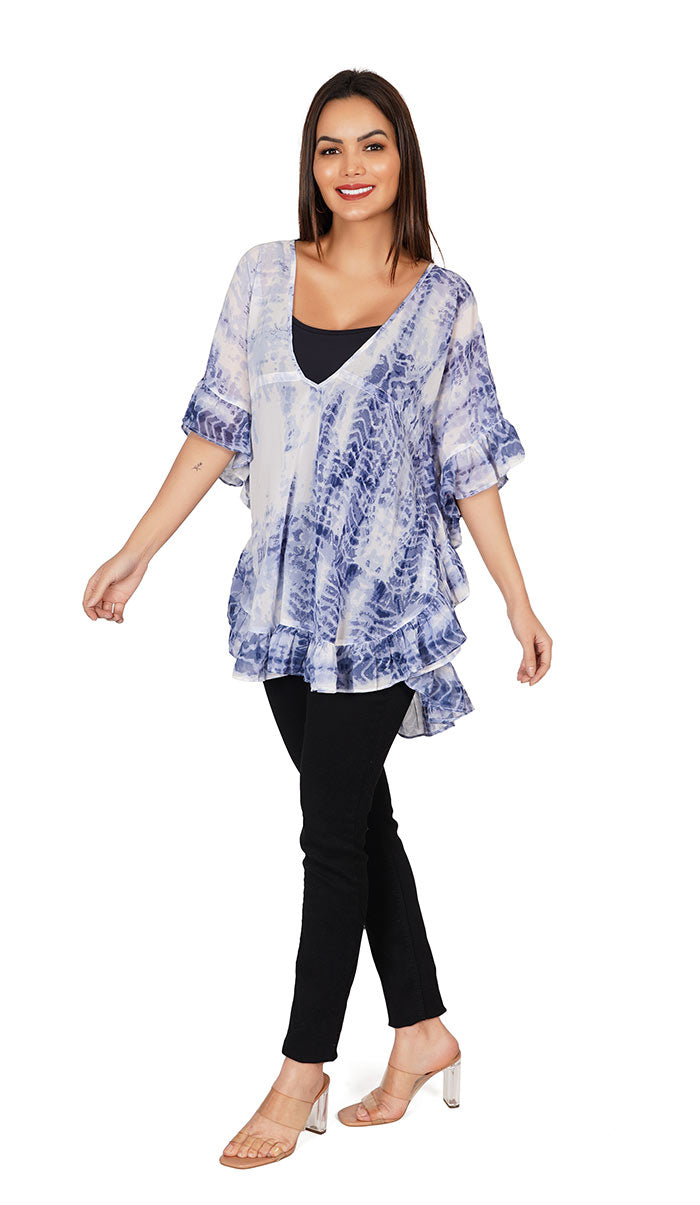 Tie-Dye-Kaftan-Style-Top-Swimsuit-Cover-Ups-V-Neck-Coverup-Beach-Dress-