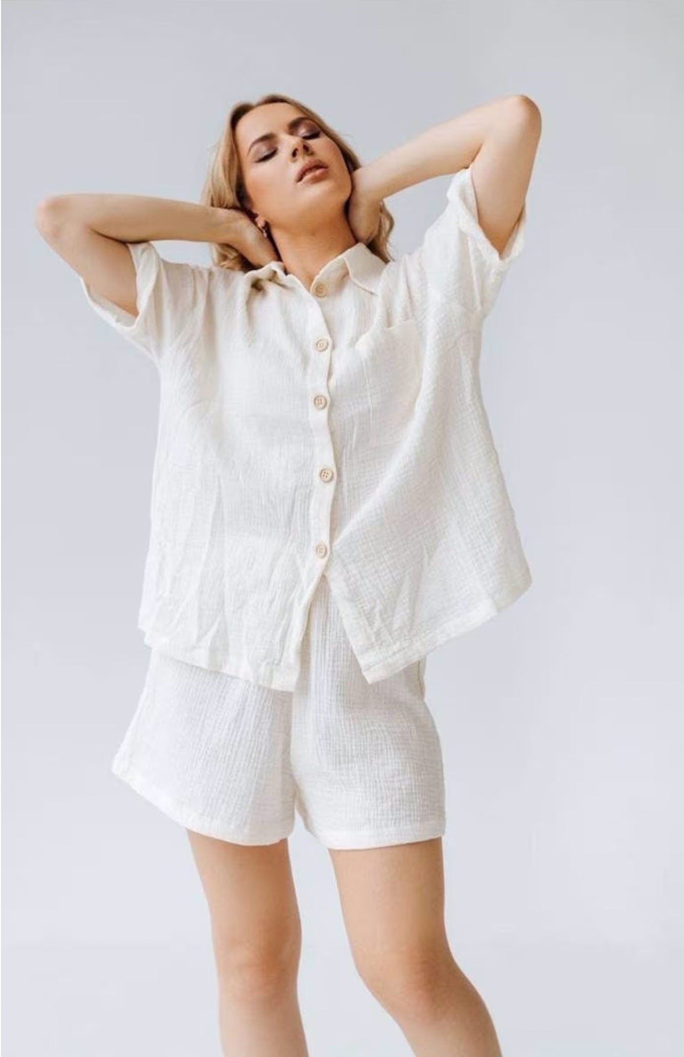 White Sand Co-ord Set | Cotton Linen Blend