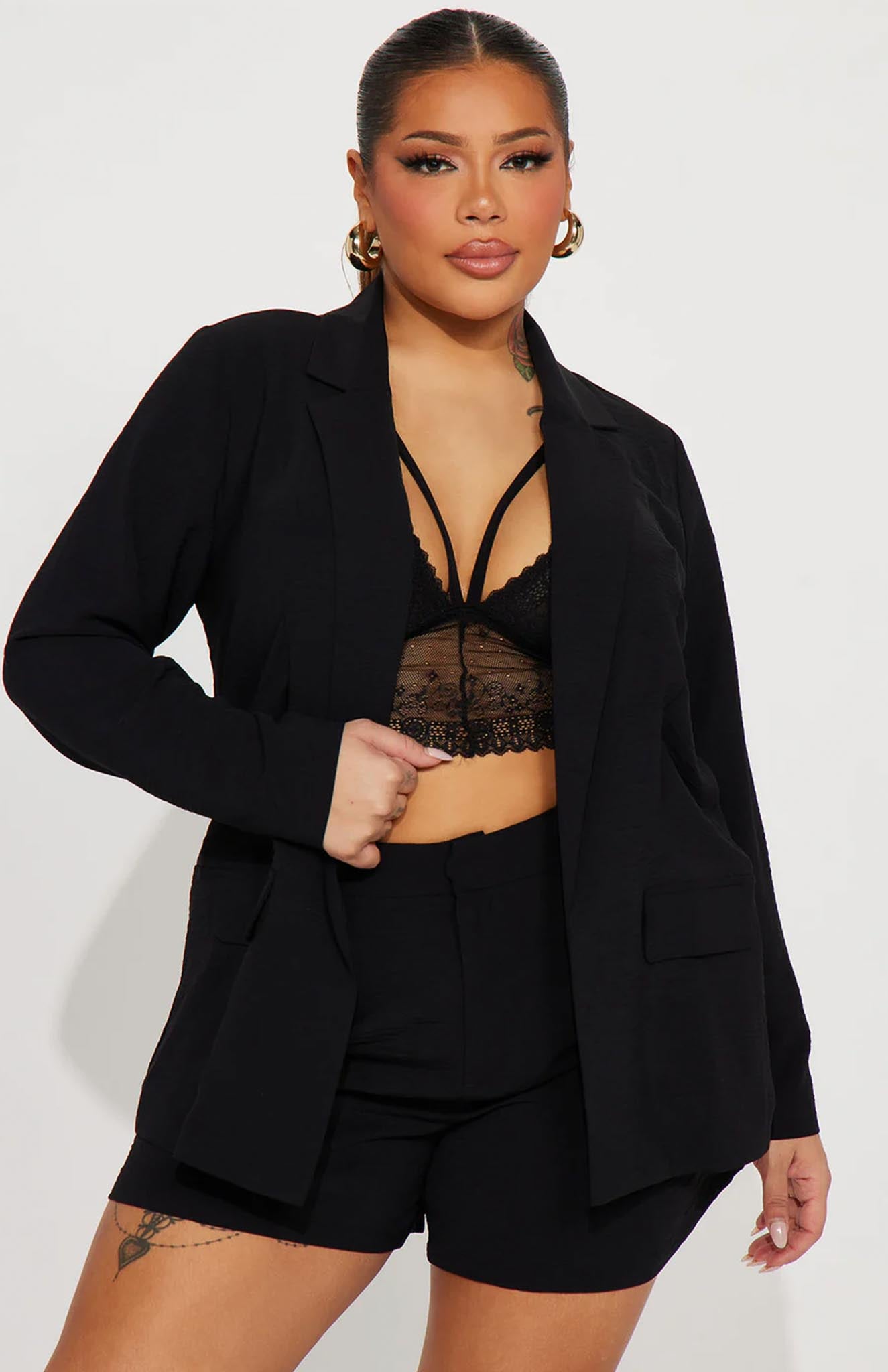 Black Beauty Blazer Short Set | Power Suit - Luxeliv Women