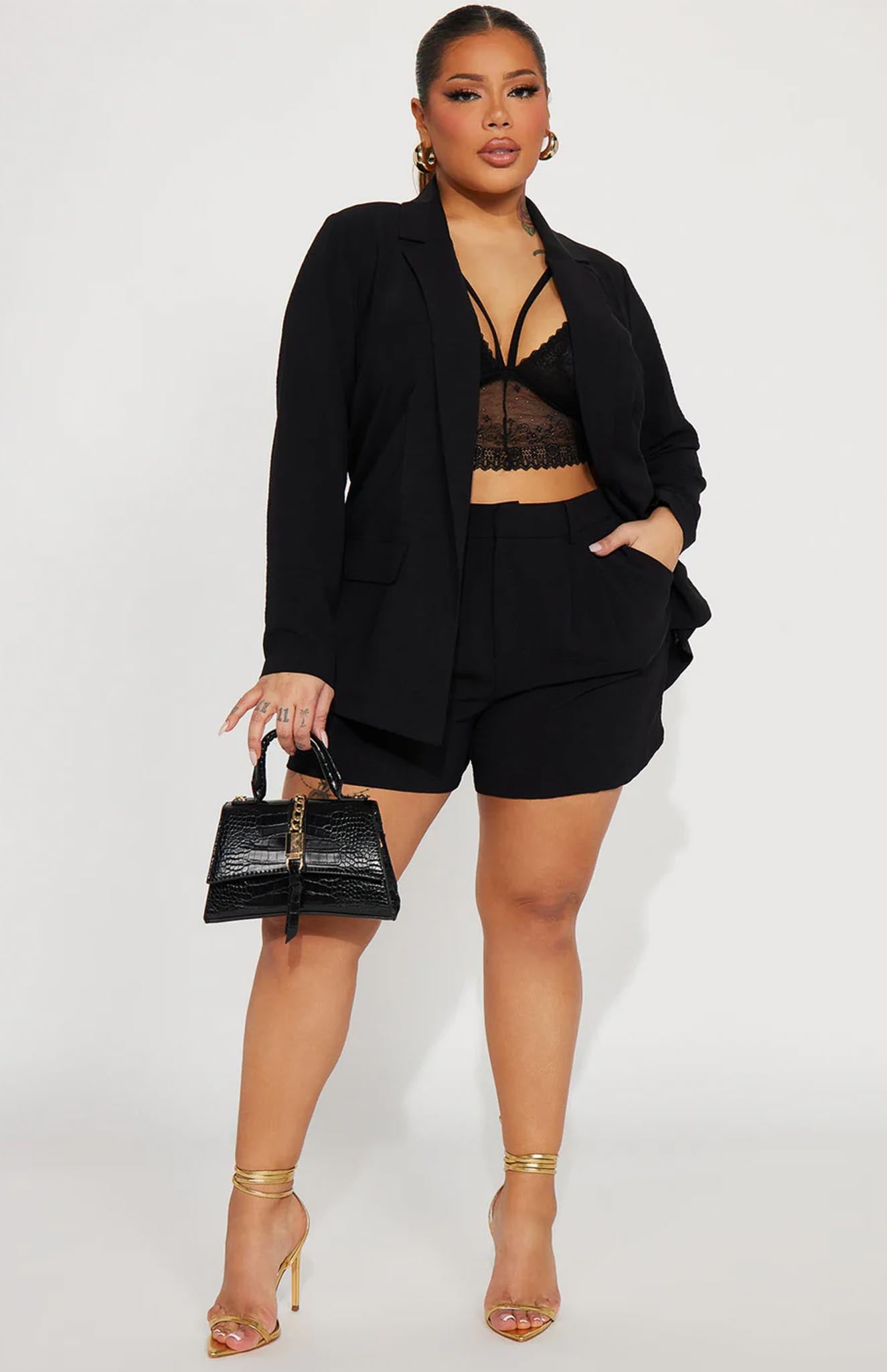 Black Beauty Blazer Short Set | Power Suit - Luxeliv Women