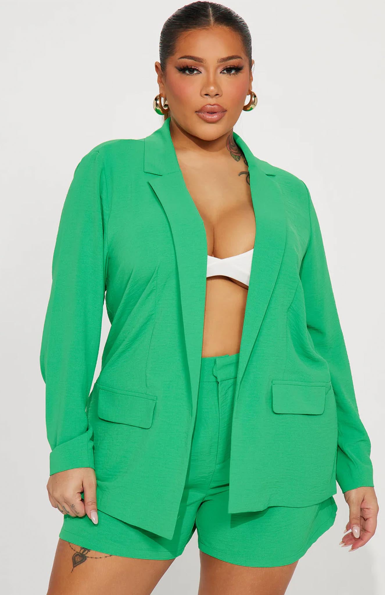 Evergreen Luxe Blazer Short Set | Power Suit
