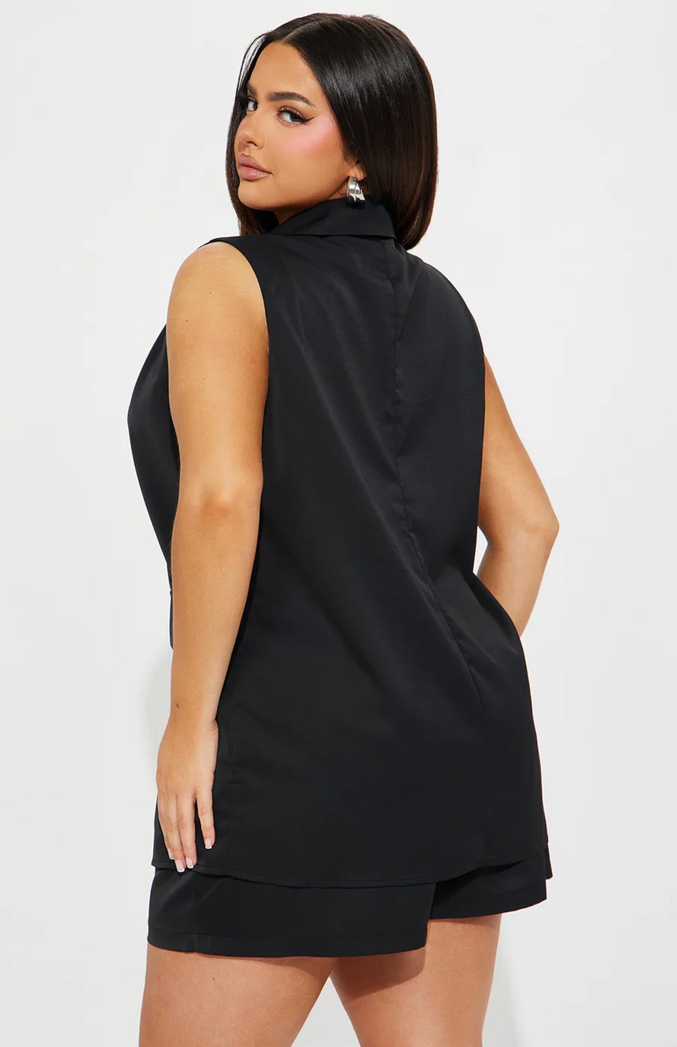 Sleek Noir Blazer Short Set | Black Power Suit - Luxeliv Women