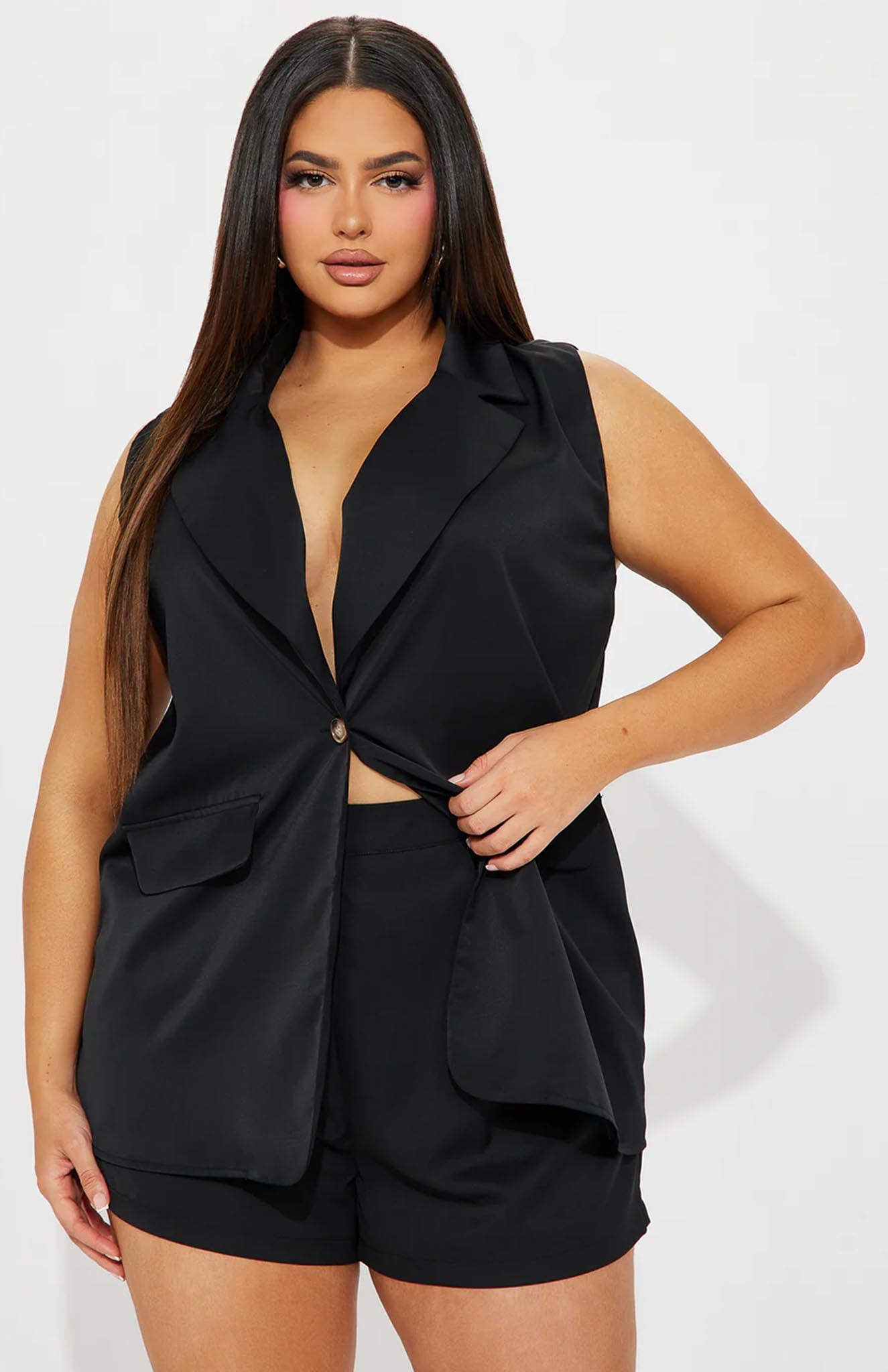Sleek Noir Blazer Short Set | Black Power Suit - Luxeliv Women