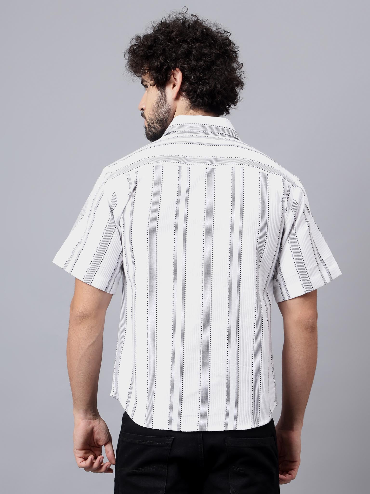 White Wave | White & Black Abstract Summer Shirt | Luxeliv Men