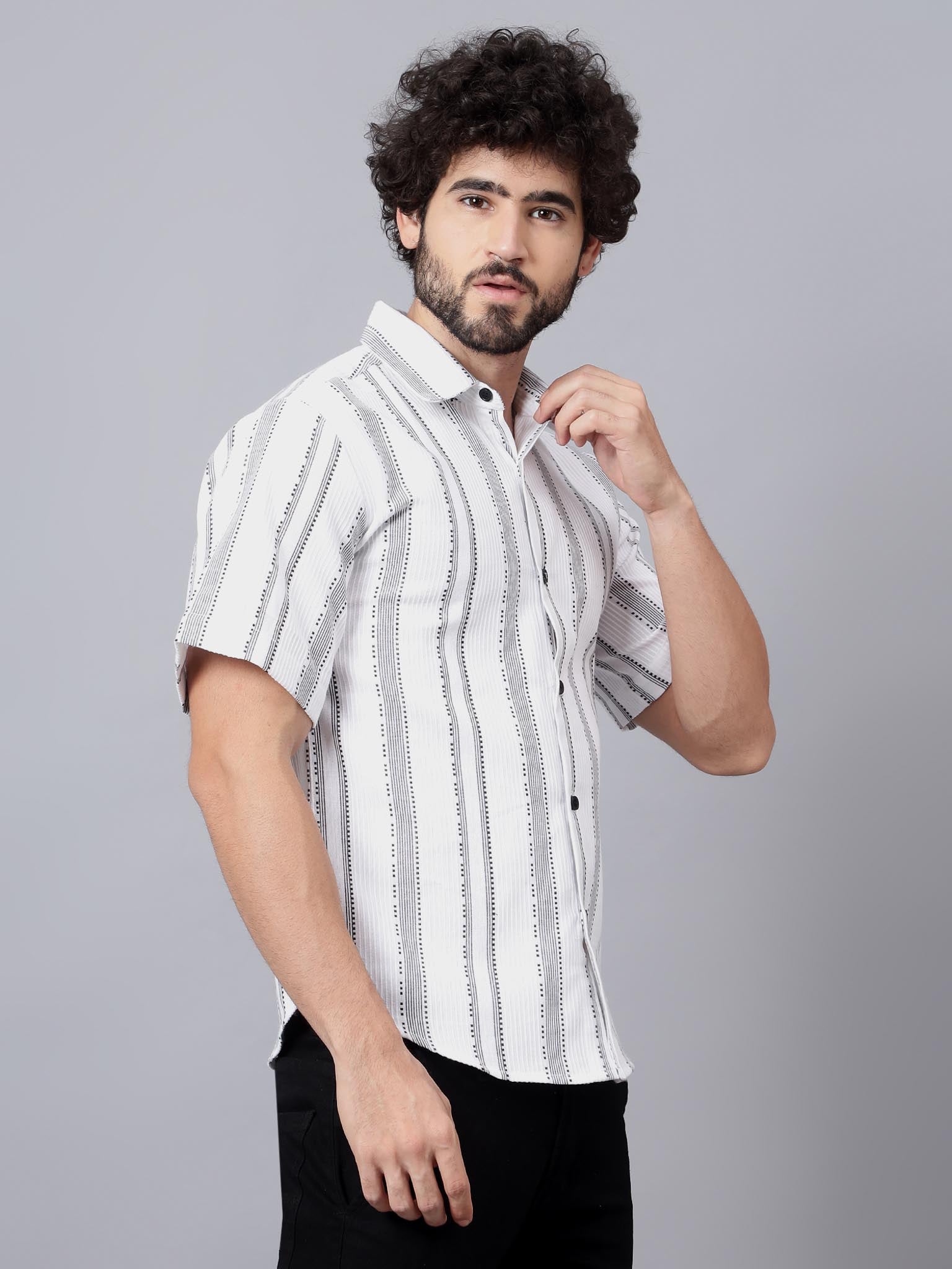 White Wave | White & Black Abstract Summer Shirt | Luxeliv Men
