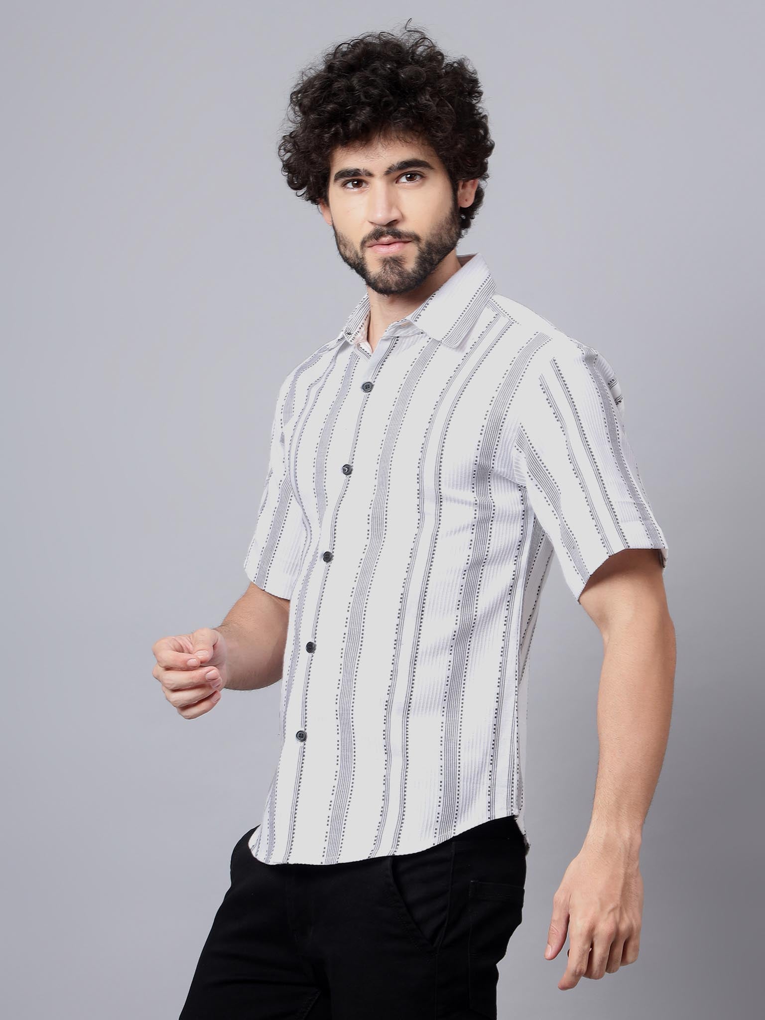 White Wave | White & Black Abstract Summer Shirt | Luxeliv Men