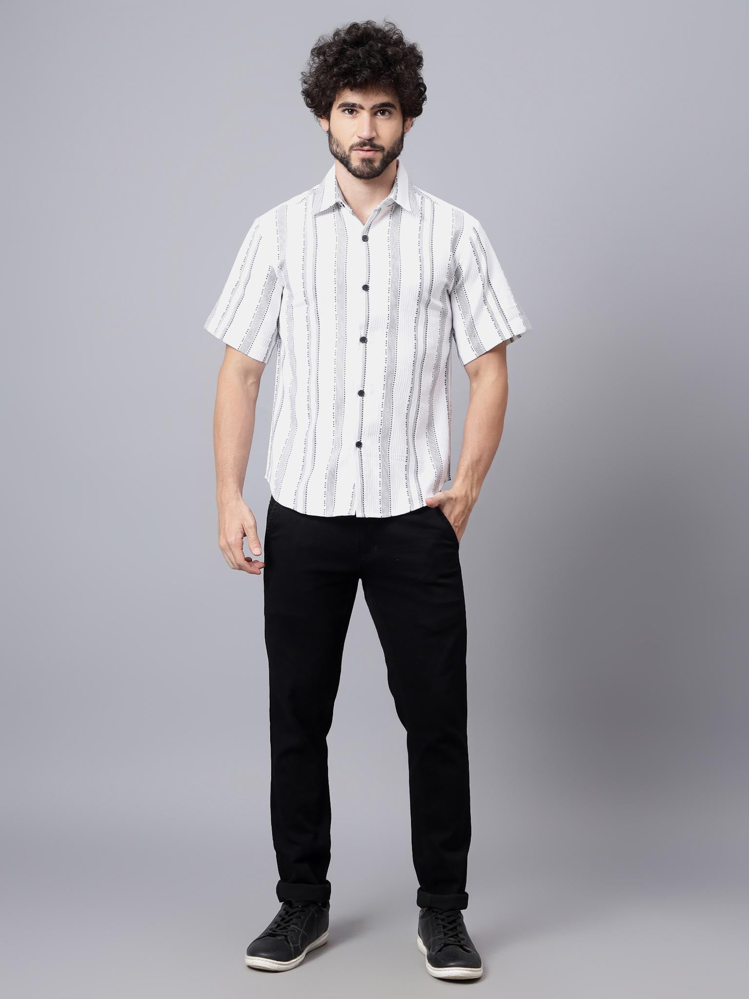 White Wave | White & Black Abstract Summer Shirt | Luxeliv Men