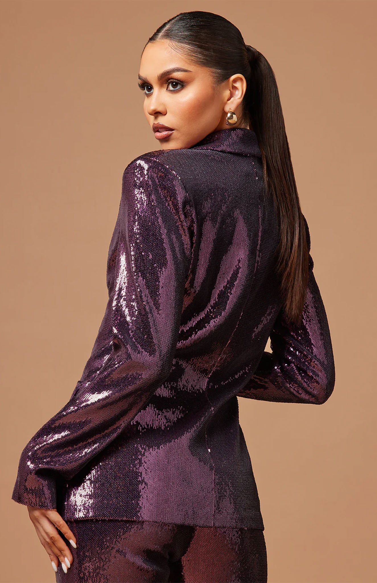 Plum Perfection Power Suit | Wine sequence Blazer Set | Luxeliv women