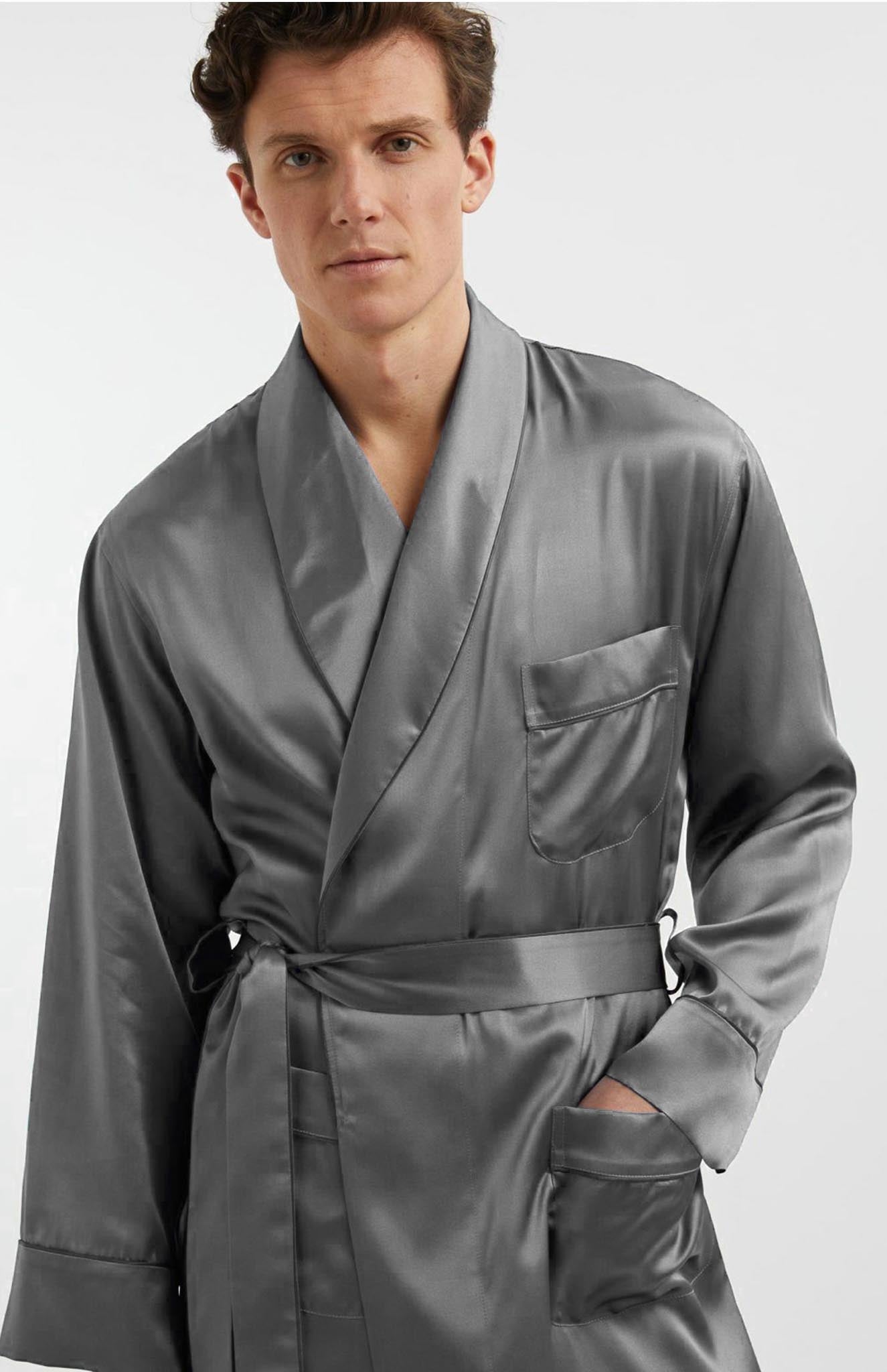 Silken Silver Robe - Luxurious Loungewear Collection | Luxeliv men