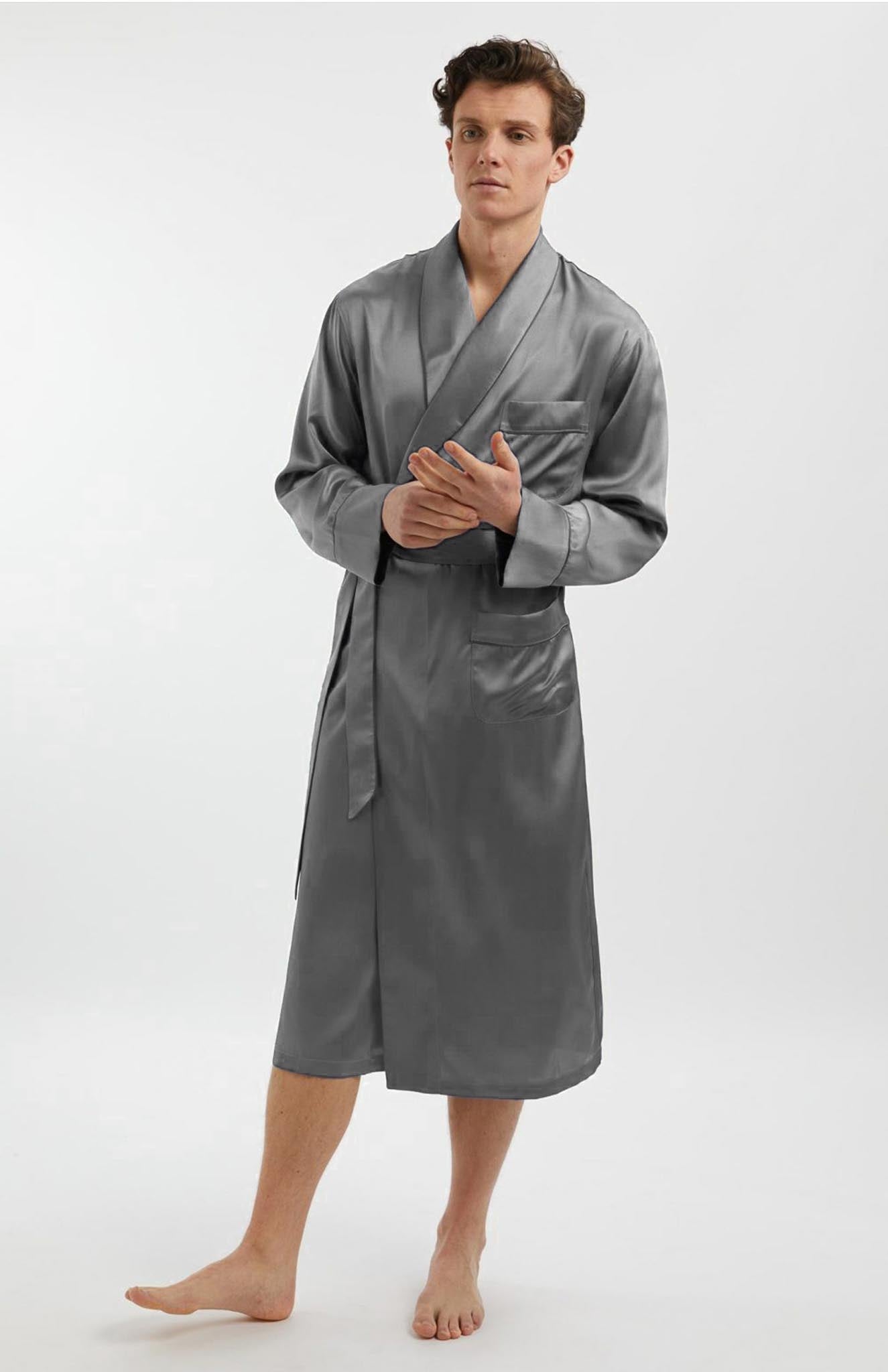 Silken Silver Robe - Luxurious Loungewear Collection | Luxeliv men