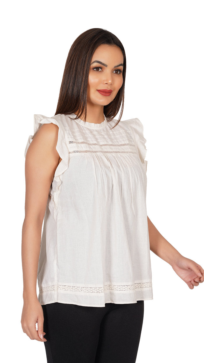 White-Ruffles-Sleeve-Top-_-Round-collar-with-lace-_-embroidery-_-women_s-summer-collection--cotton