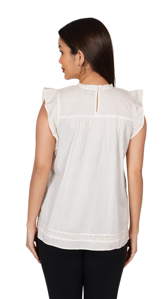 White-Ruffles-Sleeve-Top-_-Round-collar-with-lace-_-embroidery-_-women_s-summer-collection--cotton