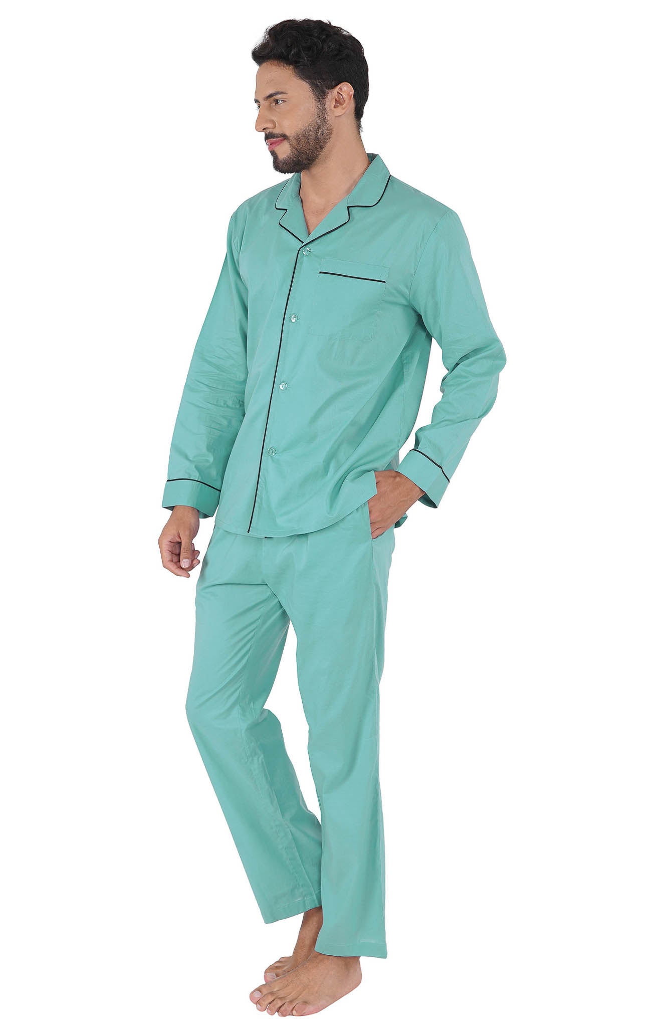 Aqua Marine | Lounge Wear Set | 100% Cotton | Luxeliv Men