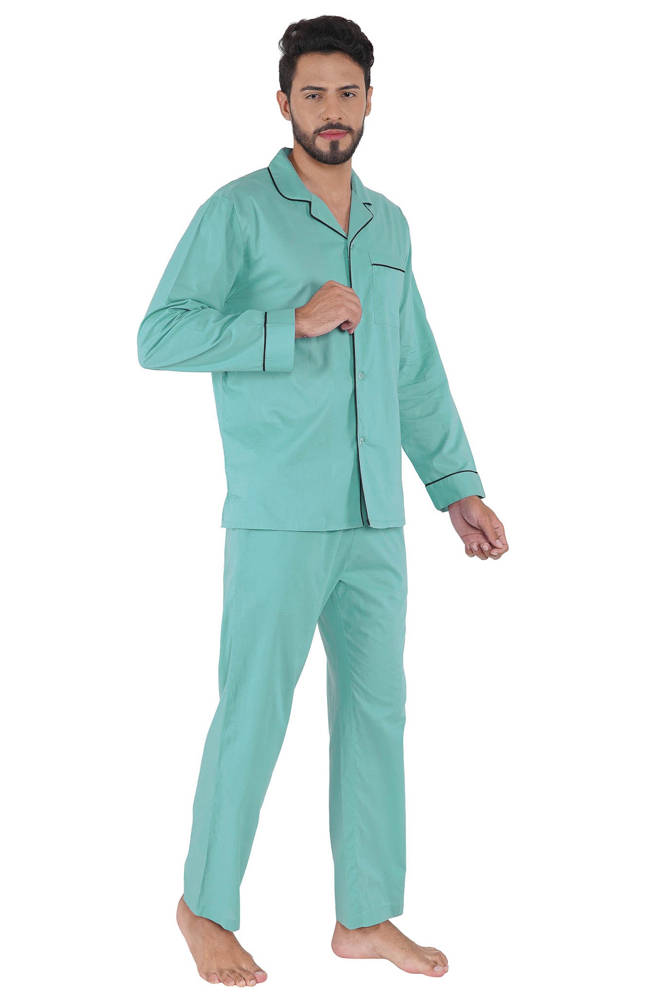Aqua Marine | Lounge Wear Set | 100% Cotton| Luxeliv Men