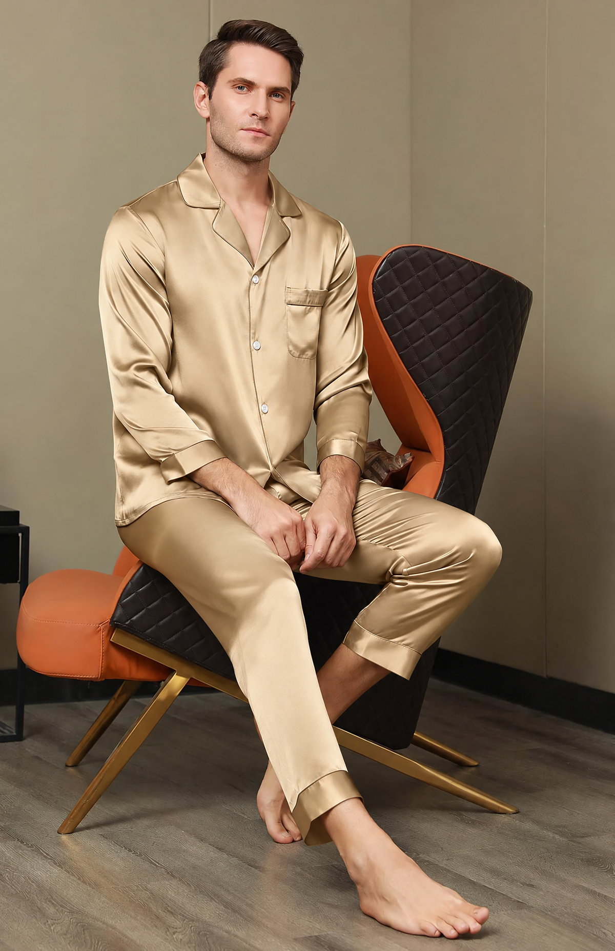 7 Shades Of Gold | Armani Satin Festive Luxury Loungewear Set for Men