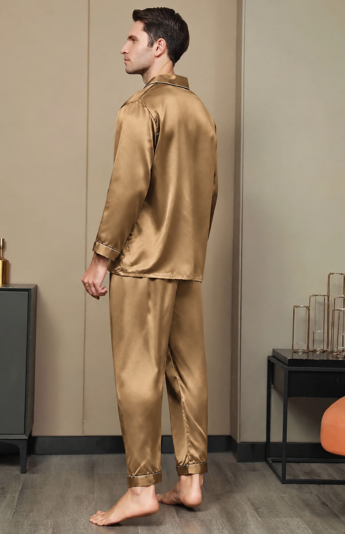 7 Shades Of Gold | Armani Satin Festive Luxury Loungewear Set for Men