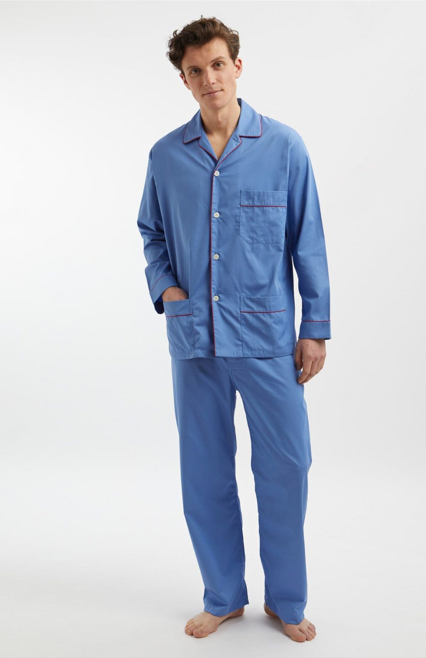 Cobalt Clouds Cotton Lounge Wear Set for Men | Luxeliv