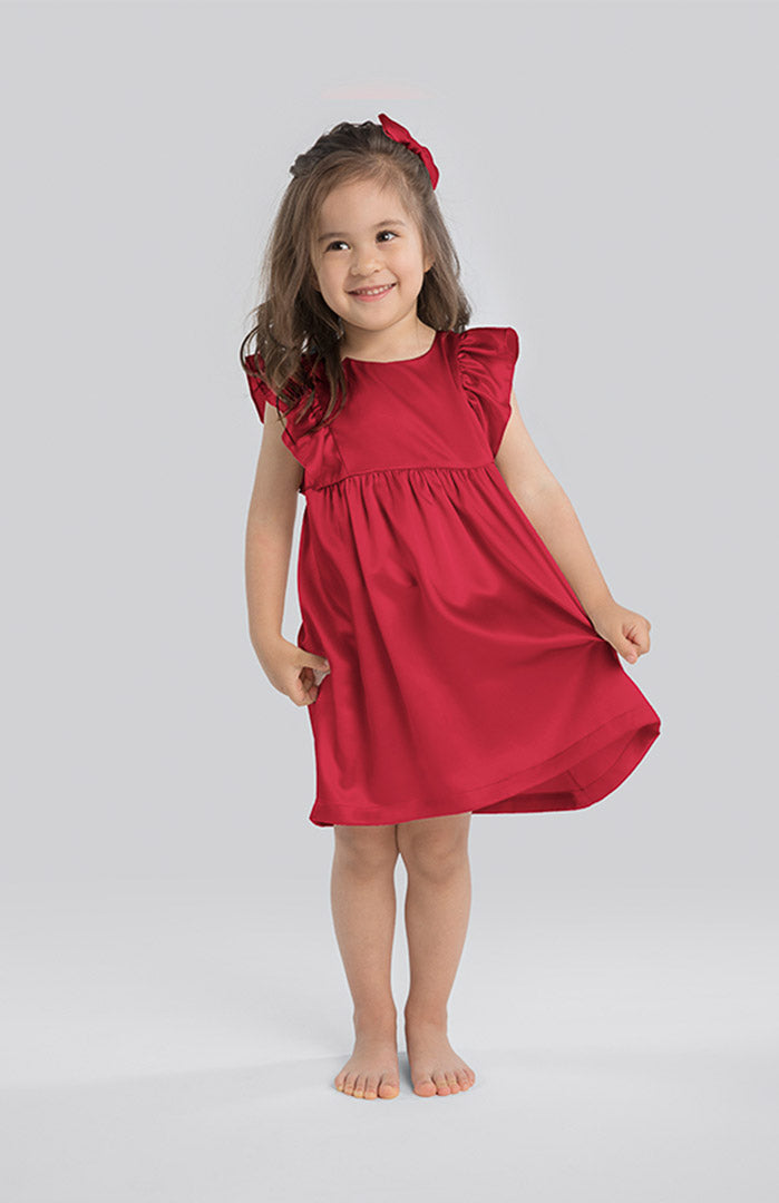 Angel Dress – Satin Flutter Sleeve Dress for Girls