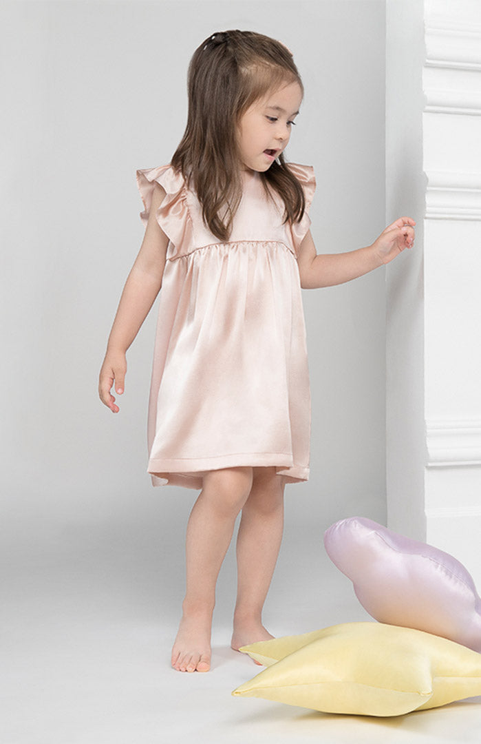 Angel Dress – Satin Flutter Sleeve Dress for Girls