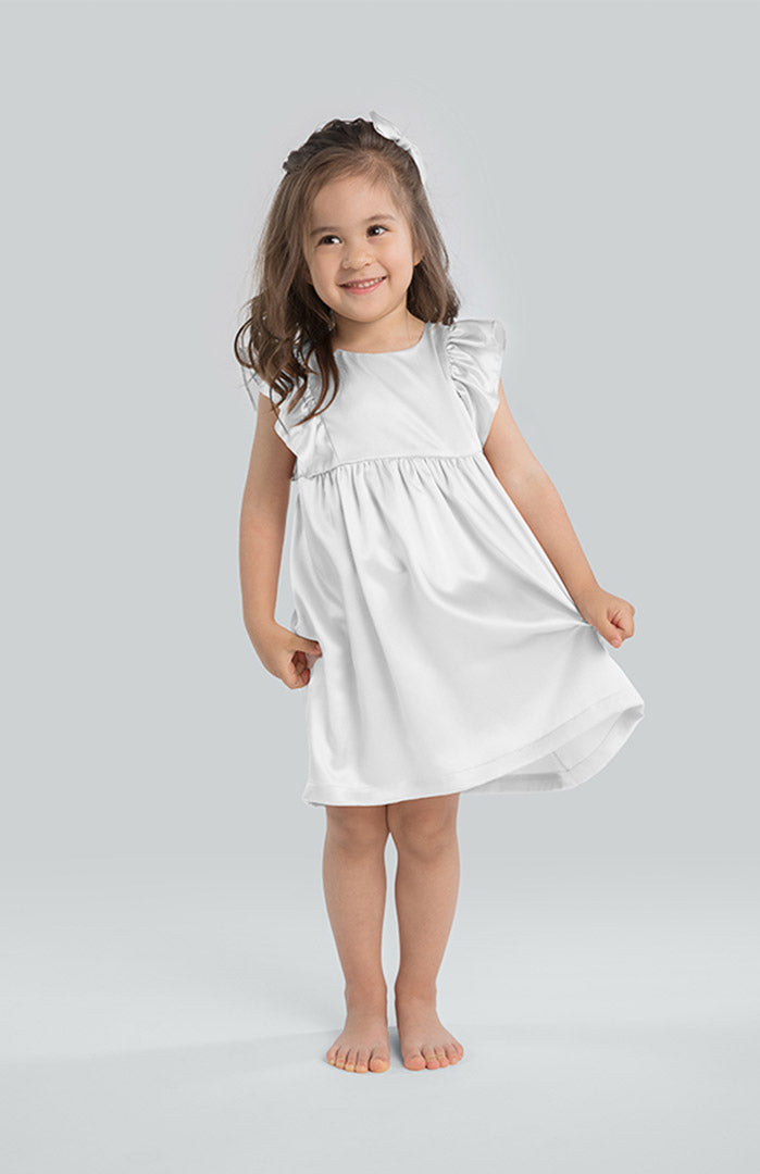 Angel Dress – Satin Flutter Sleeve Dress for Girls