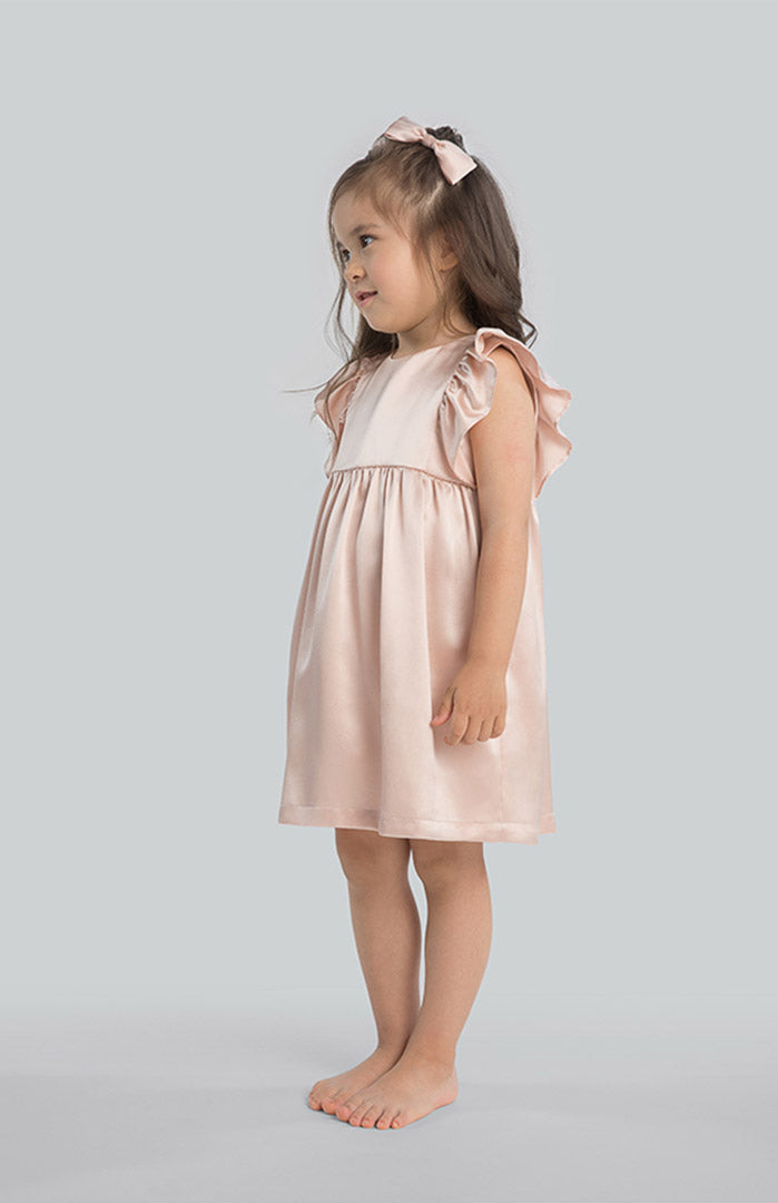 Angel Dress – Satin Flutter Sleeve Dress for Girls