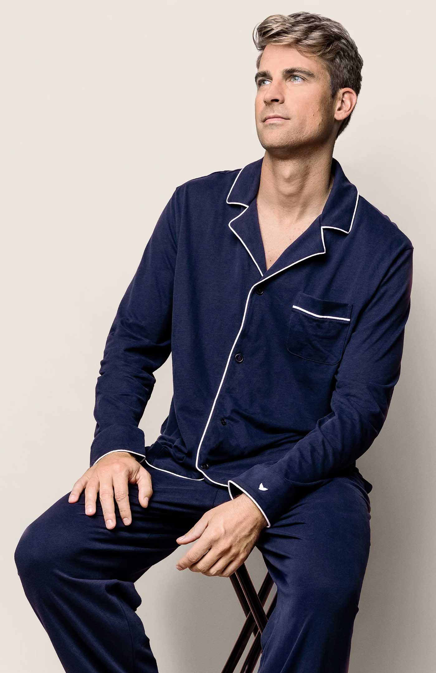 Siesta Samurai | Navy Loungewear Set with White Details | 100% Cotton