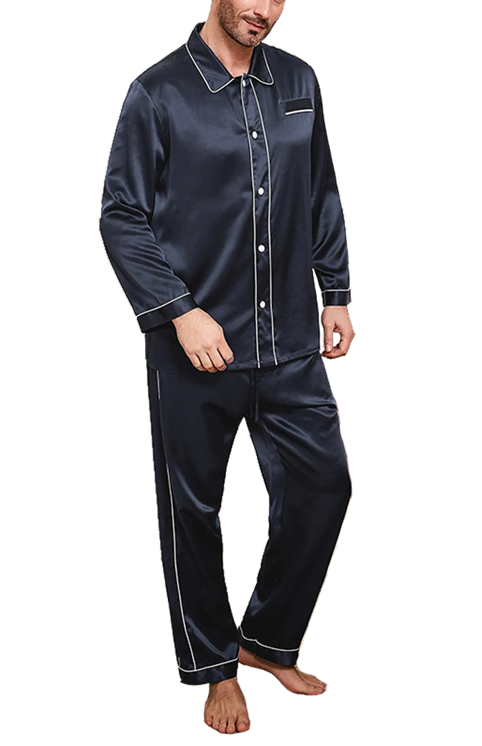 Navy Nouveau Satin LOUNGEWEAR SET