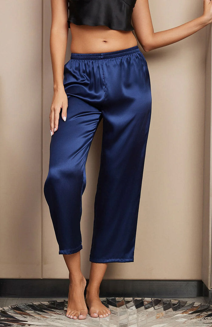 Navy Blue Satin Drape | Satin Relaxed Fit Pyjama