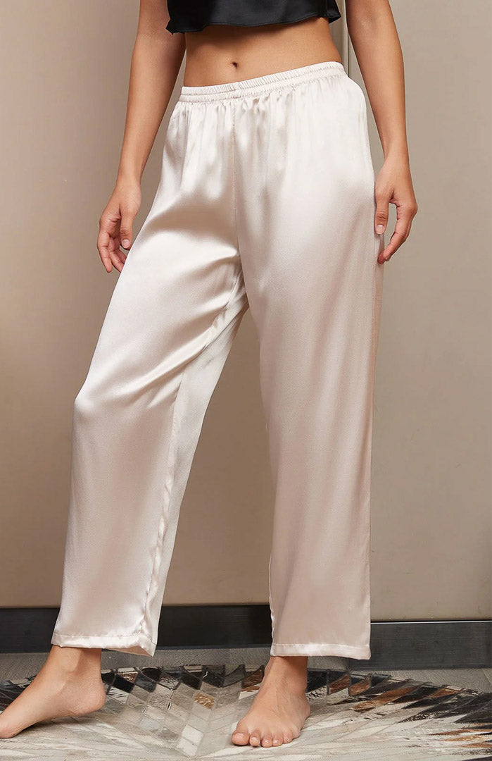 Ivory Satin Drape | Satin Relaxed Fit Pyjama