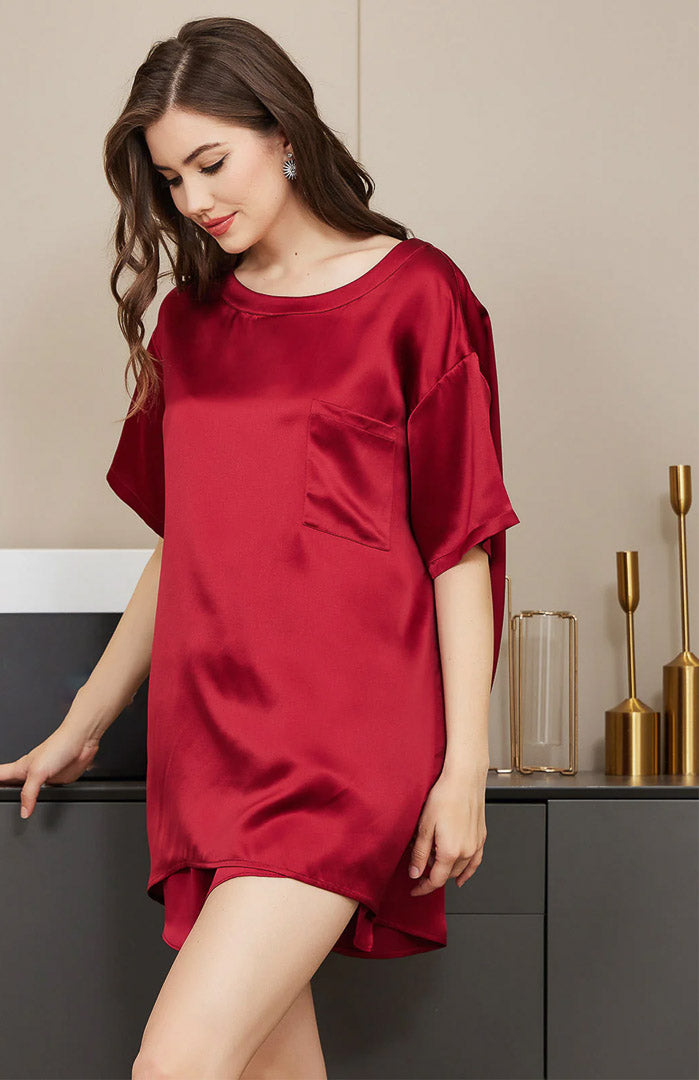 Red Roses | Satin T-Shirt & Shorts Set