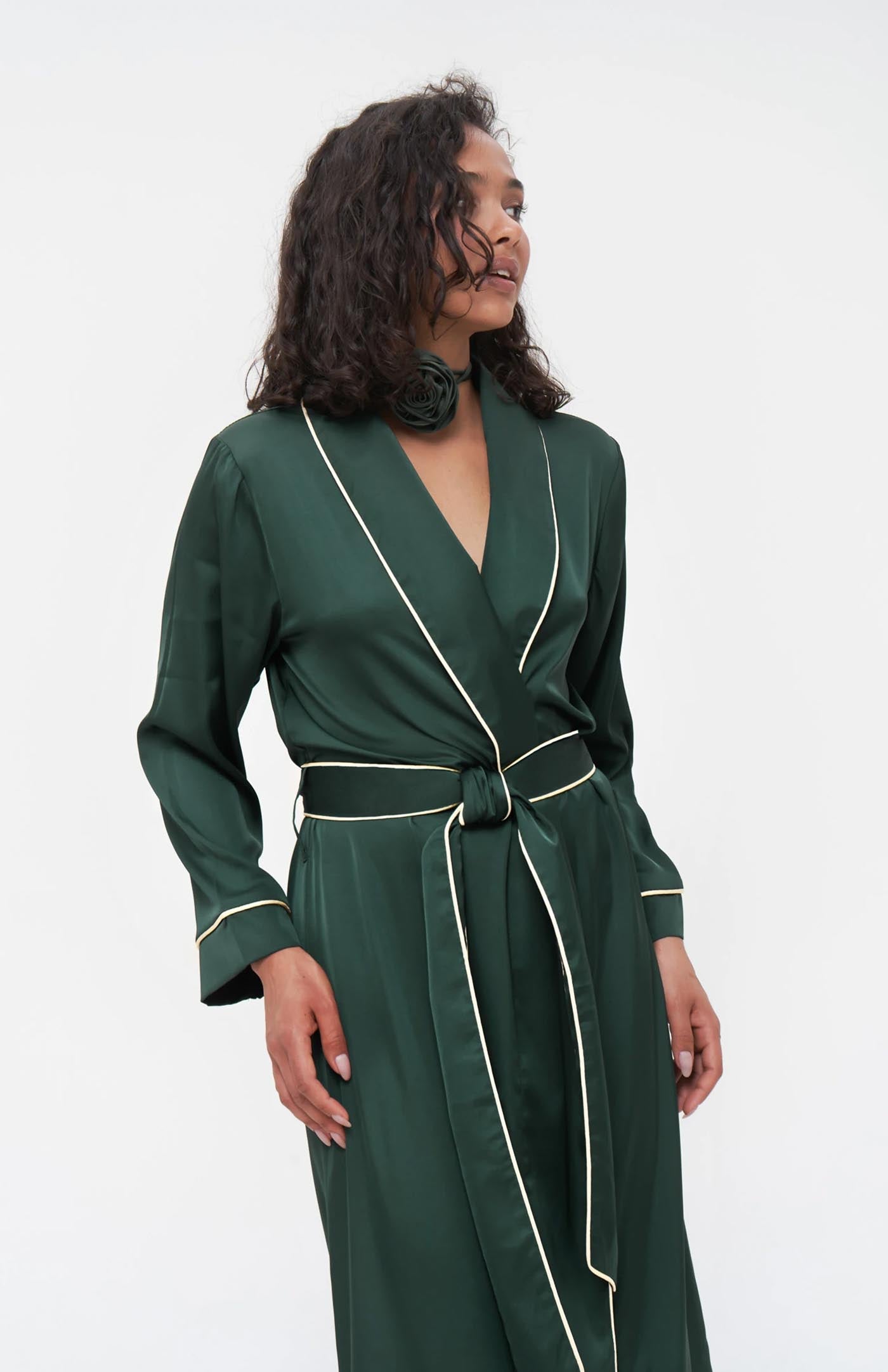 Emerald Green | Green Satin Robe