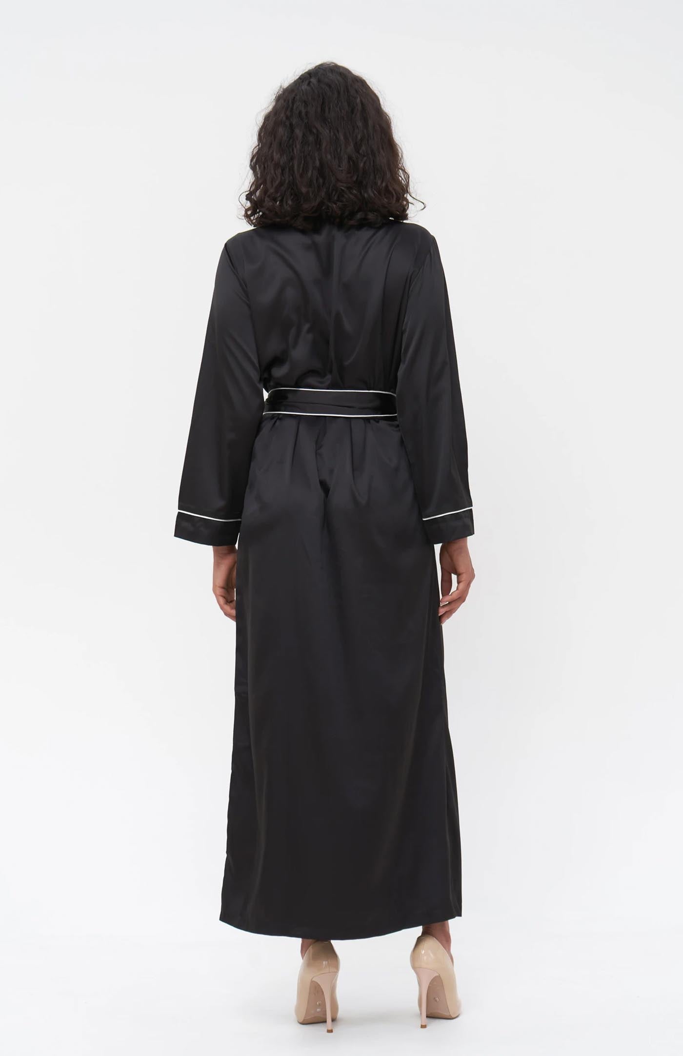 Cat women | Black Satin Robe
