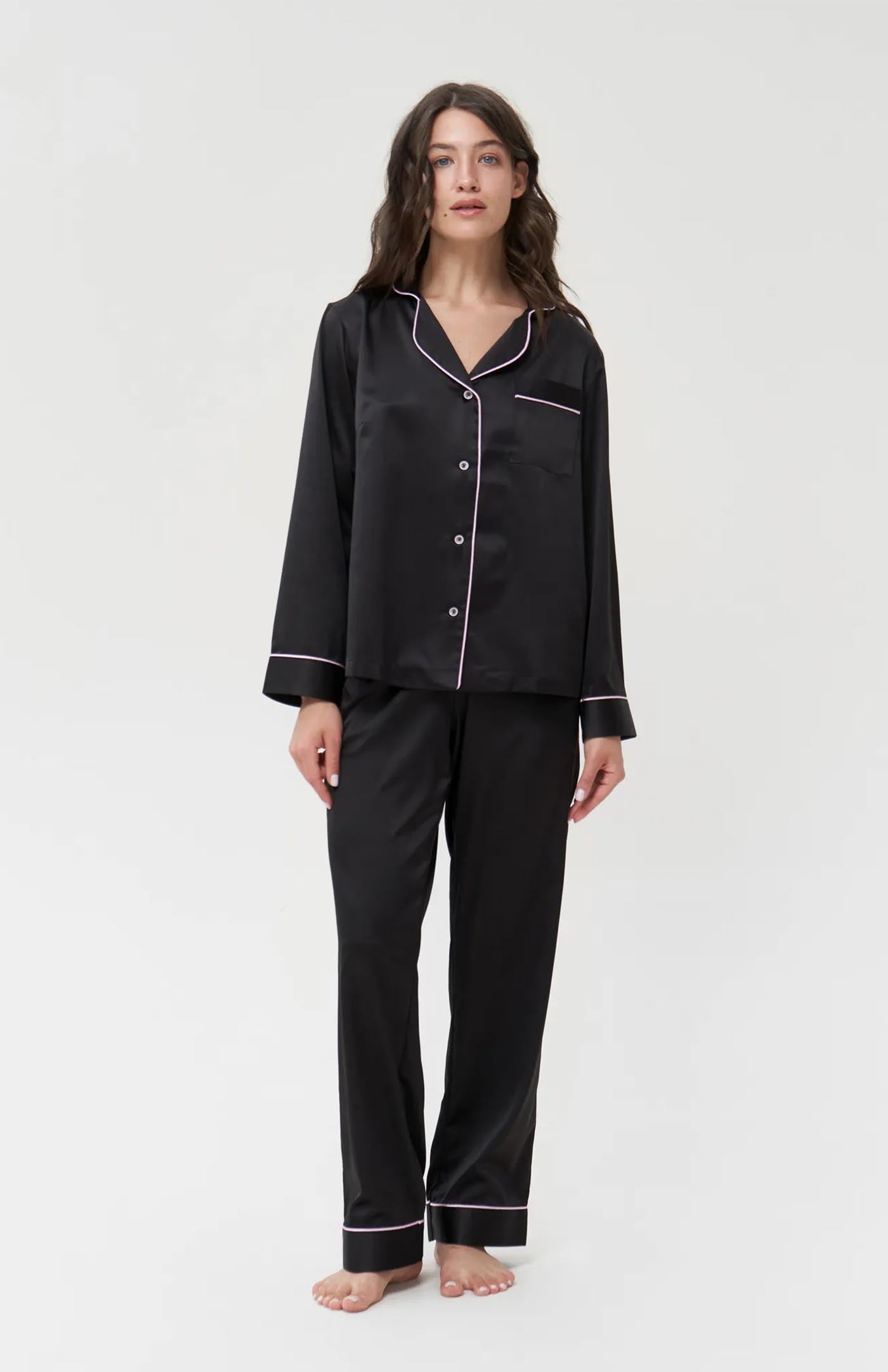 Noir Rose | Black with Pink detail Wedding Loungewear