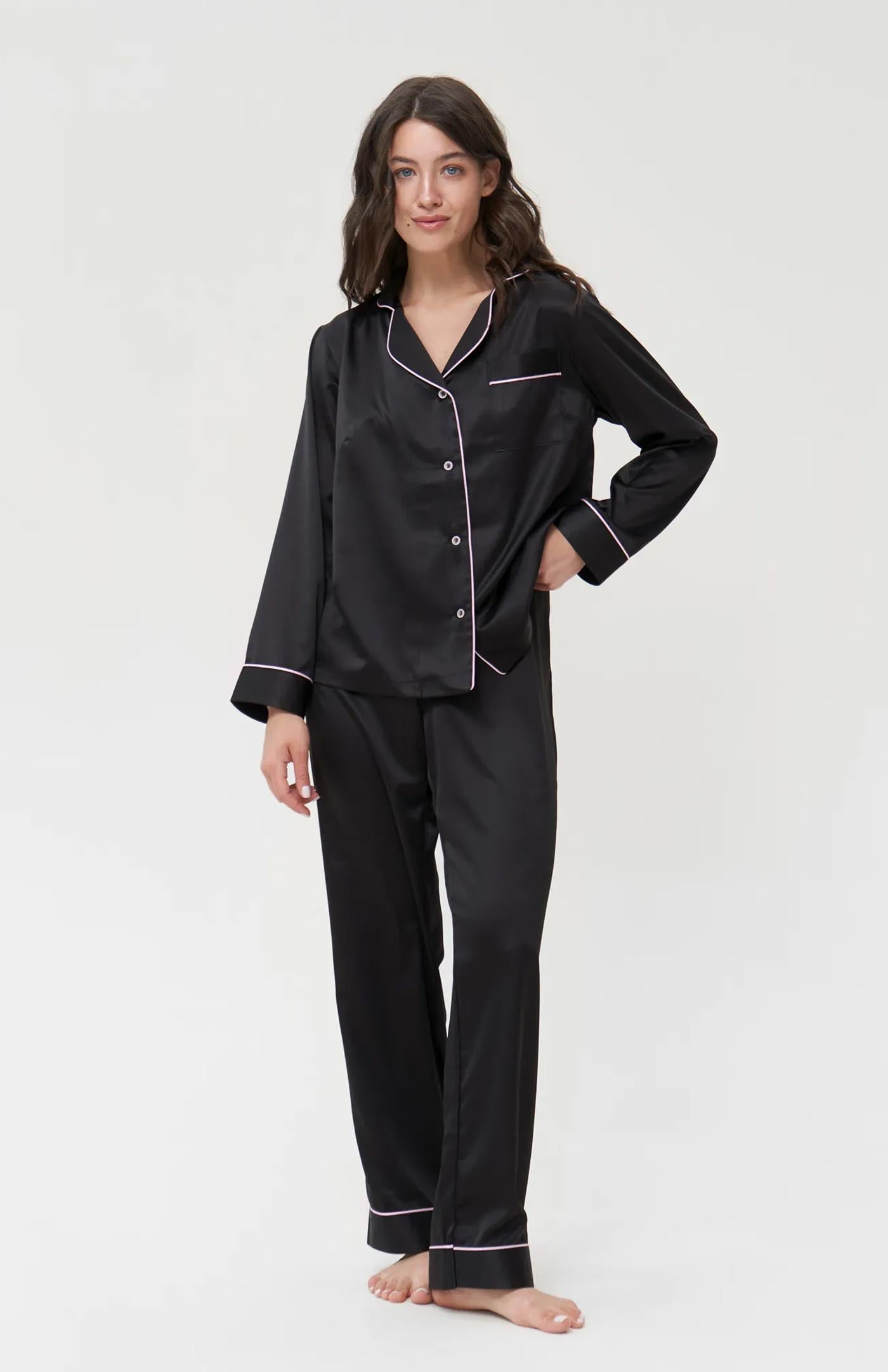 Noir Rose | Black with Pink detail Wedding Loungewear