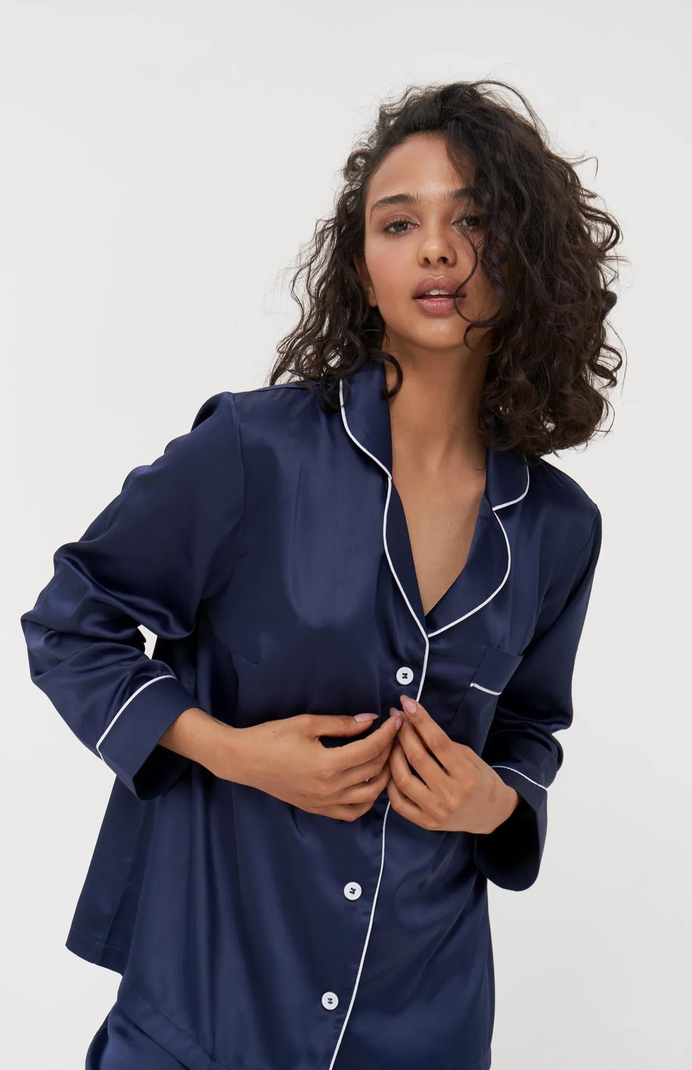 Indigo Silk Loungewear | Navy Blue Wedding Loungewear