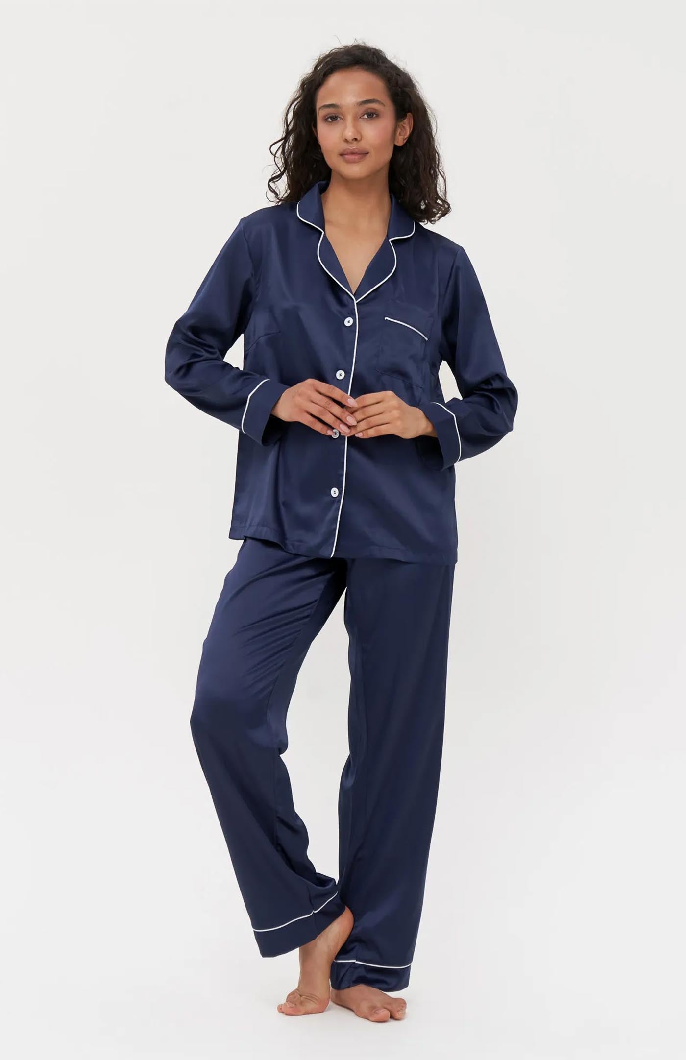 Indigo Silk Loungewear | Navy Blue Wedding Loungewear