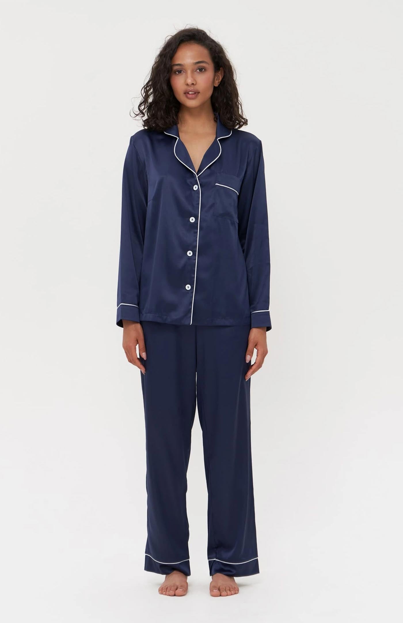 Indigo Silk Loungewear | Navy Blue Wedding Loungewear