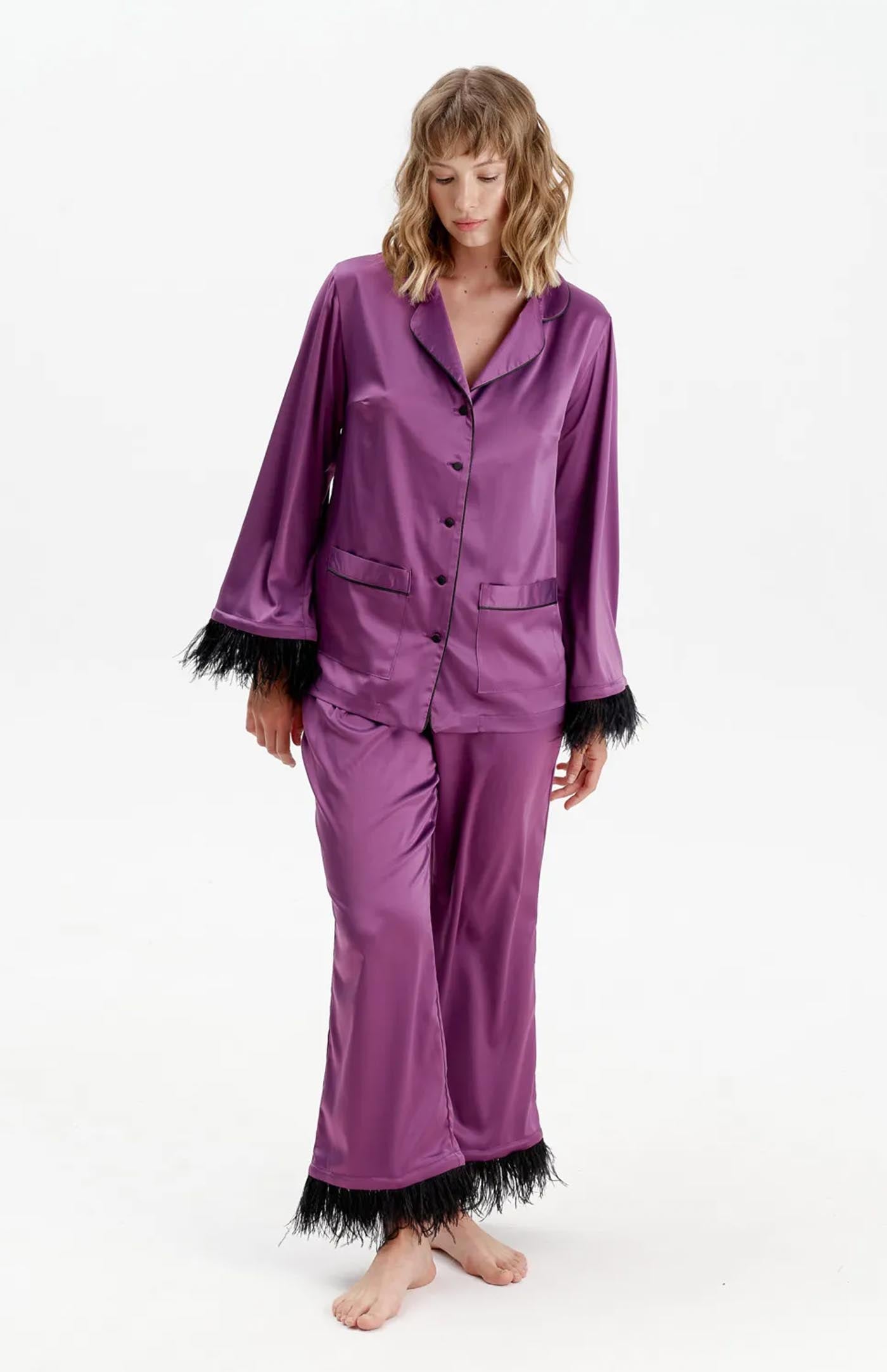 Purple Enchantment | Purple Bridal Feather Loungewear