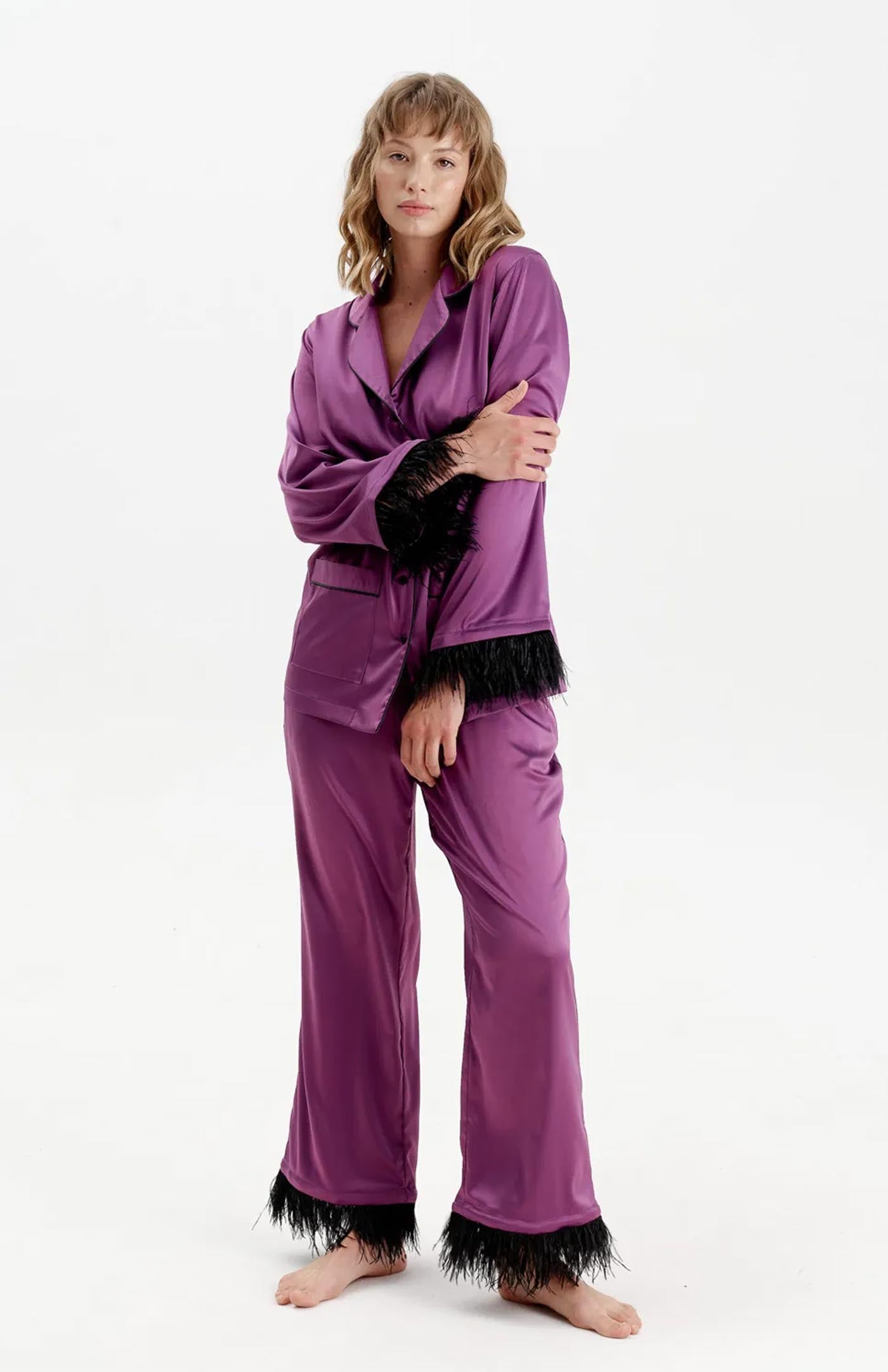 Purple Enchantment | Purple Bridal Feather Loungewear