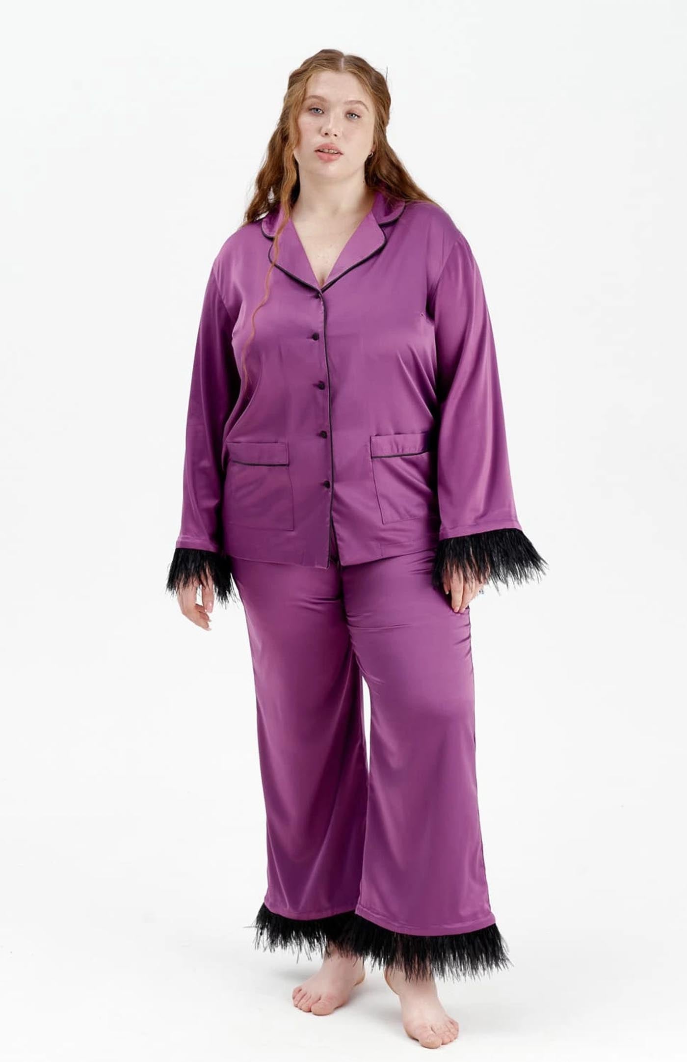 Purple Enchantment | Purple Bridal Feather Loungewear