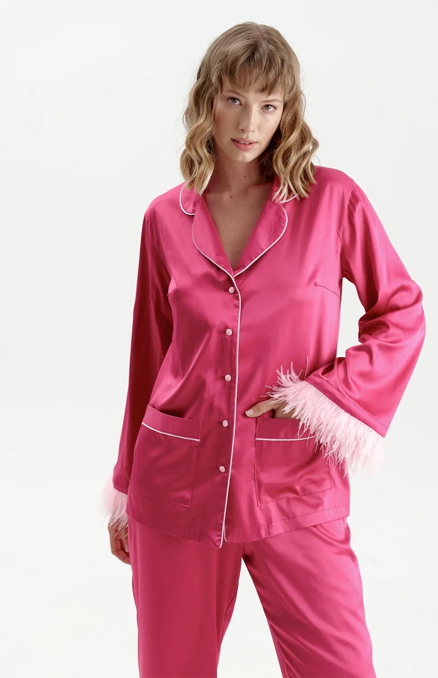 Rose Feather Romance | Pink Feather Bridal Loungewear