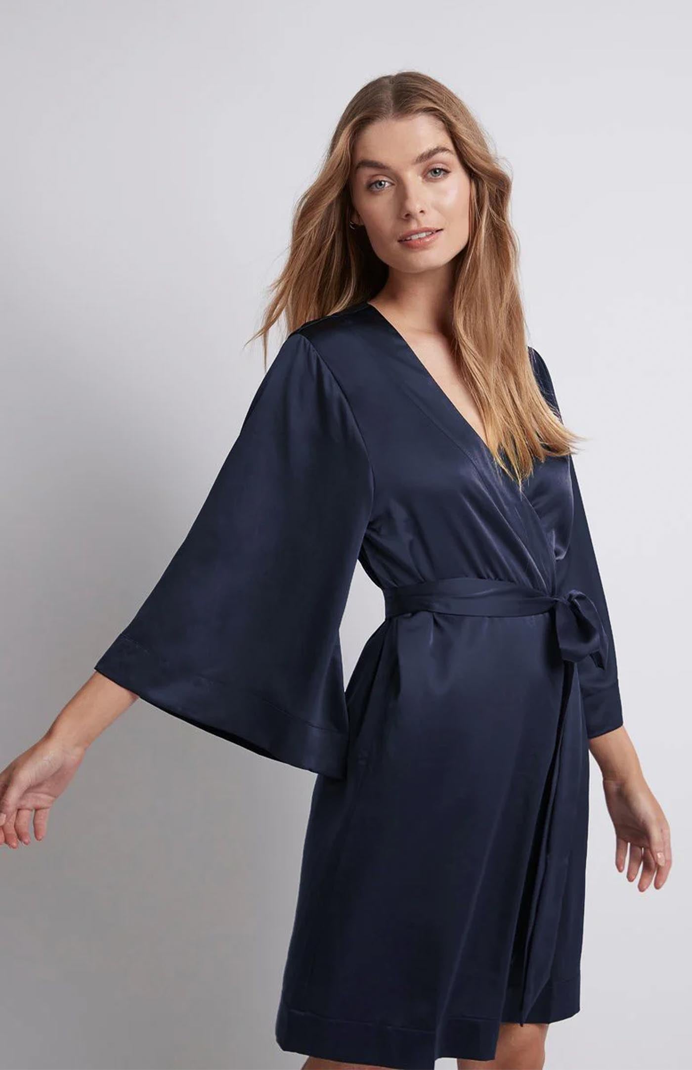 Luna | Navy Satin Robe