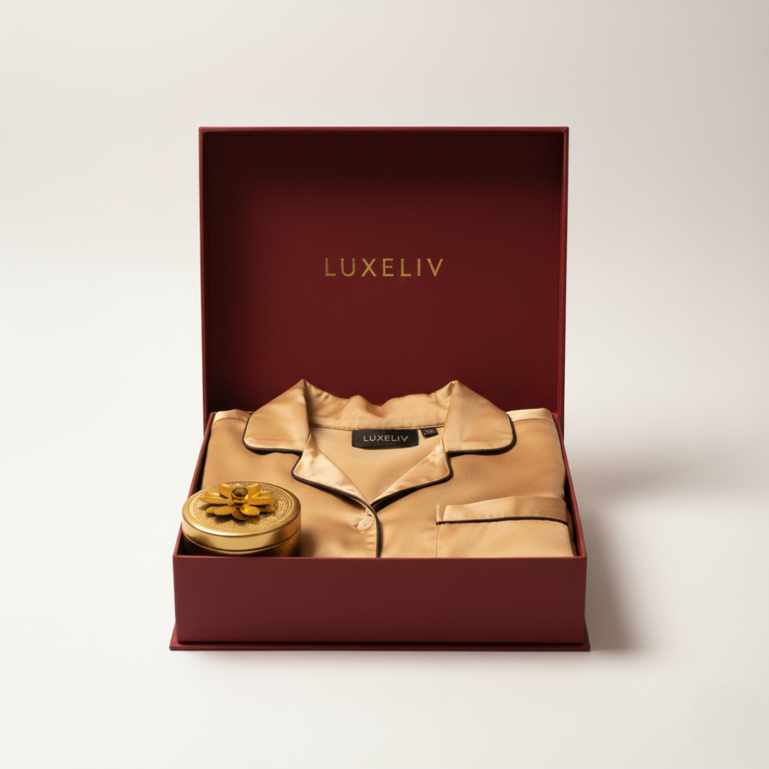 Diwali Gift Box for Women | Premium Satin Loungewear & Candle Set