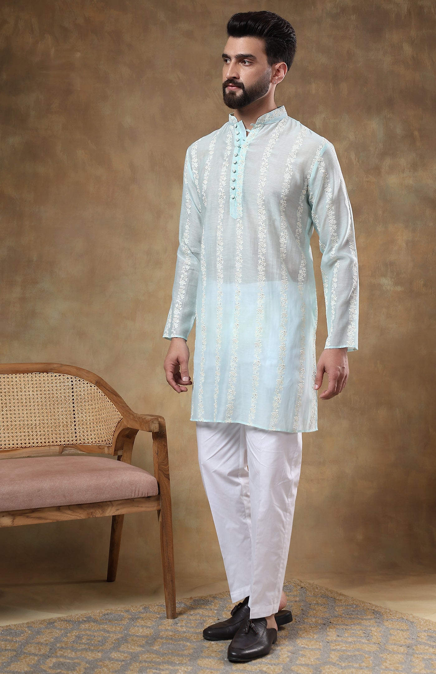 Aasmani Gulzar | Chanderi Cotton Silk Kurta