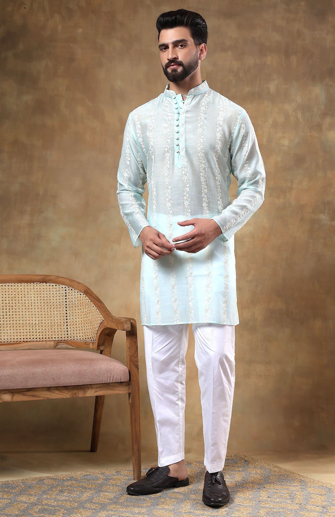 Aasmani Gulzar | Chanderi Cotton Silk Kurta