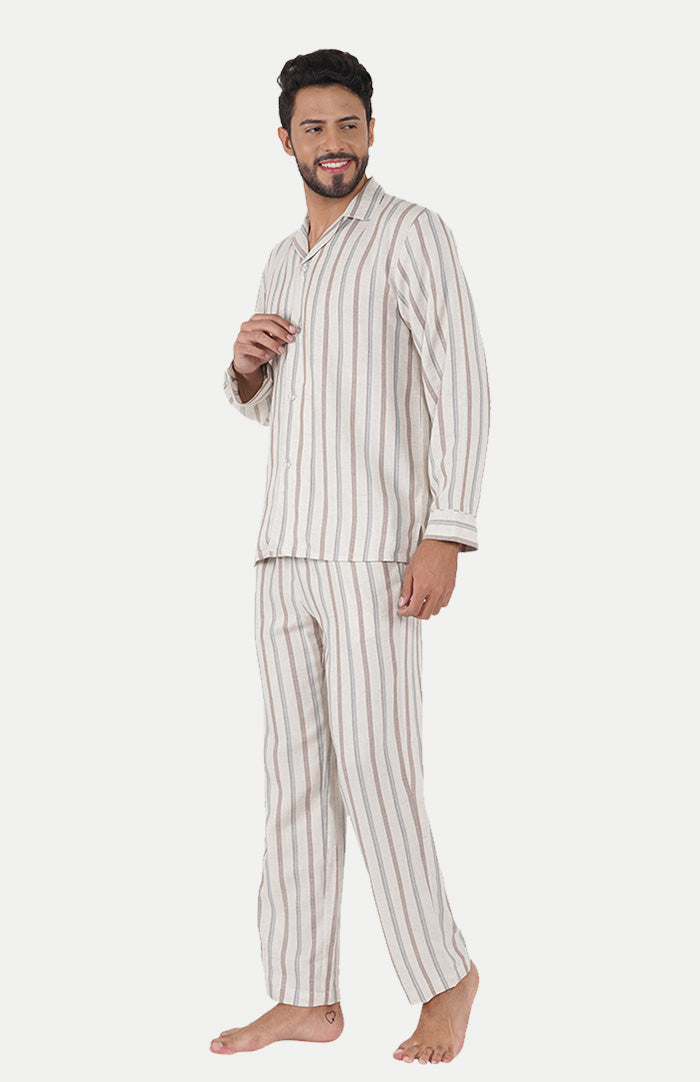       Beige-Stripes-_-Stripes-Lounge-Wear-Set-_-100_-Cotton-daywear---sleep-wear-causual-wear---men_s-collection